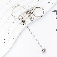 Nouveauté bricolage porte-clés perlé porte-clés blanc porte-clés en métal perles bricolage perles fermoir boucle porte-clés perlé barre