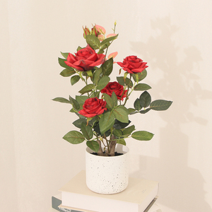 Arbre de Camélia Artificiel de Haute Qualité Rouge/Jaune <span class=keywords><strong>en</strong></span> Pot pour Décoration Intérieure/Extérieure et Aménagement Paysager (Plante de Rose) - Product Image 4