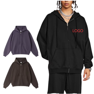 شركة مصنِّعة لغطاء رأس للرجال بسحاب مصمم مخصص أساسيات عنكبوت قطن ملابس شارع سستة هودي لملابس الرجال - Product Image 1