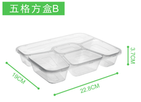 Contenitore per Alimenti da Asporto Rettangolare in PP Senza BPA, Riciclabile, con 5 Scomparti e Coperchio Trasparente a Chiusura Ermetica, Marca ZY
