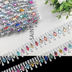 RYL 3.3cm <span class=keywords><strong>Strass</strong></span> Or Argent Dentelle Scène Danse Coiffe en Plastique Accessoires Décoratifs DIY Apprêts Vestimentaires pour Artisanat Déco - Product Image 6