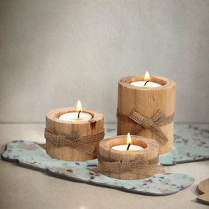 งานฝีมือไม้แบบสั้น/เล็ก ดีไซน์ใหม่จากโรงงาน O62 ทำด้วยมือ สามารถใช้เป็นที่ใส่ชา/เทียน/ของตกแต่งบ้านในเทศกาลคริสต์มาส - Product Image 3