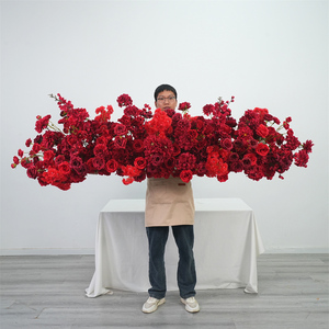 Chemin de table en fleurs d'hortensia artificielles en soie de haute qualité, design réaliste, sur mesure, pour centre de table de mariage et scène de fête - Product Image 1