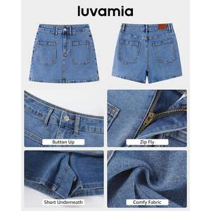 Luvamia à la mode taille haute extensible Denim Midi et Maxi jupes pour femmes décontracté poche plaquée Mini jupe Shorts - Product Image 6