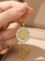 Collier religieux élégant en cuivre et zircon Z H pour femmes, chaîne à maillons plaquée or 14 carats, bijoux minimalistes haut de gamme, cadeau