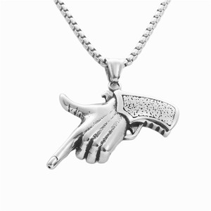 Colgante de acero inoxidable con forma de mano yunnique para hombre, collar de estilo retro punk, cadena de 3,0x60 cm incluida - Product Image 5