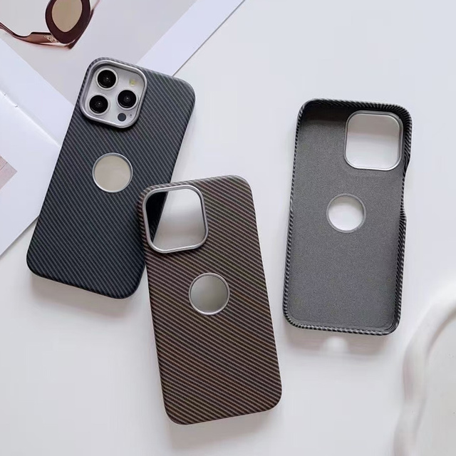 Carbon Fiber Pattern Design Phone Cover for iPhone 16 15 14 13 12 Pro Max Luxury Leather Logo Hole Phone Case