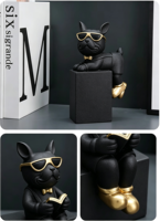 Ornement Chien Bouledogue Français en Résine, Style Luxe Léger, Moderne et Minimaliste, pour Salon, Meuble TV, Cave à Vin, Article Décoratif