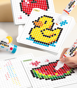 Papier d'art à points pour enfants, feuilles de travail réutilisables à motifs de pixels pour tout-petits, sans marqueurs à points pour l'apprentissage précoce - Product Image 3