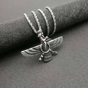 Collier pendentif zoroastrien en alliage de zinc, design ailé, bijoux de mode unisexe - Product Image 3