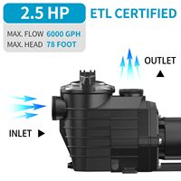 Pompe de circulation auto-amorçante 2,5 CV double tension pour piscine hors sol/encastrée 115/230V, écoénergétique pour la filtration de l'eau de piscine