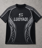 T-shirt de sport noir en gros, respirant, à séchage rapide, avec motif aile réfléchissant, pour l'entraînement et la gym, pour homme, à manches courtes