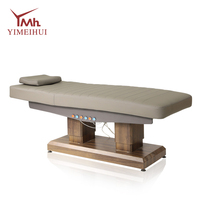 Table de massage électrique de luxe à 4 moteurs avec base dorée et éclairage LED pour salon de beauté