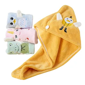 Custom China Manufacture Microfiber Women Kids Soft Super Absorbent Bath Shower Cartoon hair towel wrap