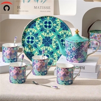 Ensemble tasse à café et soucoupe en porcelaine fine de style marocain, 400 ml, durable, idéal pour le thé de l'après-midi, avec logo personnalisé pour les fêtes