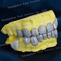 Grillz Hip Hop Personnalisé de Haute Qualité avec Moissanite Taille Brillant, en Argent S925, Or Massif 10K 14K 18K, Certifié par une Tierce Partie, Micro