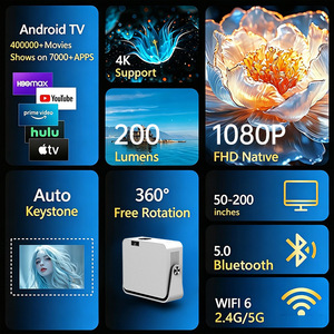 โปรเจคเตอร์ขนาดเล็ก Android 14 รองรับ 4K WiFi 6 Bluetooth 5.0 แบบพกพา พร้อมขาตั้ง สำหรับโฮมเธียเตอร์ - Product Image 4
