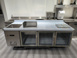 Comptoir de bar à thé Boba professionnel en acier inoxydable à température unique et refroidissement direct, station de préparation de thé au lait - Product Image 3