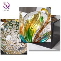 Ornements créatifs en émail en forme de plume de paon avec boule lumineuse Artisanat d'art en verre décoratif de luxe pour la décoration de la maison moderne