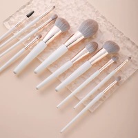 YRX Nouveau Set de Pinceaux de Maquillage Professionnels Original 11 pièces, Set de Pinceaux de Maquillage de Luxe Blanc, Kit de Pinceaux de Maquillage de Voyage Mini, Pochette