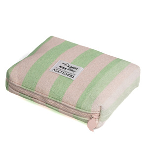 Bolsa de Aseo de Tela de Rizo a Rayas para Viaje, Neceser de Cosméticos, Esenciales para Vacaciones de Verano, Playa, Piscina, Bolsa Organizadora de Protector Solar - Product Image 3