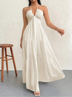 Robe de plage sans manches et dos nu pour femme, taille haute plissée, tendance et décontractée, idéale pour les vacances, collection été 2026