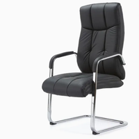 Chaises de bureau exécutives populaires en cuir véritable pour visiteurs et salles de conférence, réglables en hauteur, avec roulettes et coussin en cuir