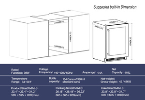 Réfrigérateur extérieur <span class=keywords><strong>encastrable</strong></span> de 24 pouces / Réfrigérateur à boissons sous le comptoir / Réfrigérateur autonome en acier inoxydable - Product Image 5