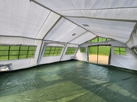 Abri de camping tactique modulaire personnalisé en forme de A pour 10 à 15 personnes, tente de style militaire, vert/camouflage