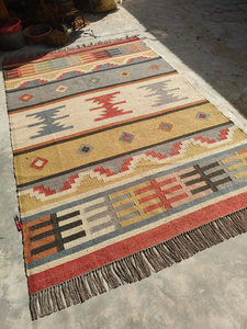 Southwestern Geometric Handwoven Wool Jute Tribal <b>Kilim</b> <b>Runner</b> Rug Boho Farmhouse Carpet for Hallway Rustic Home Floor Deco - Product Image 4