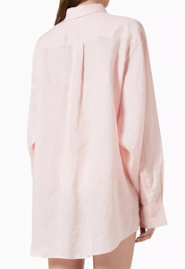 Camisa Vestido Personalizable OEM de Manga Larga para Mujer, de Mezcla de Lino y Algodón Transpirable, Blusa con Botones, Holgada, Teñida Lisa, Estilo Vintage - Product Image 2