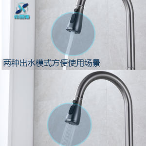 Grifo de Cocina Extraíble Hemans Color Gris Acero, Monomando, Válvula de Cerámica, Rotación de 360 Grados, Montaje en Encimera, Estilo Moderno - Product Image 5