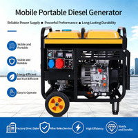 Maßgefertigter 3 bis 7 kW Offener Rahmen Tragbarer Einzylinder Luftgekühlter Dieselgenerator mit Elektrostart 110 bis 415 V für Baustellen, Geschäfte, Häuser