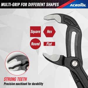 Premium CRV <strong>Waterpump</strong> <strong>Plier</strong> 7/10/12 Inch Hardened Black Finish, Anti-Slip Dipped Handle, Heavy Duty Professional Tool - Product Image 3