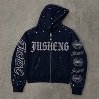 Ensemble 2 pièces streetwear hip-hop vintage pour homme grande taille, délavé à l'acide, avec strass All Star, sérigraphie et rivets métalliques, vente en gros
