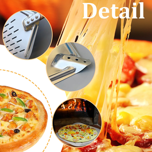 Pelle à pizza perforée en acier inoxydable de 15 x 12 pouces avec manche en TPR - Product Image 4
