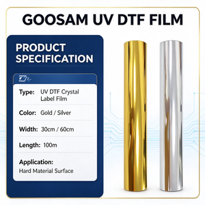 Goosam Uv DTF สติกเกอร์พื้นผิววัสดุแข็ง 3D ทองและเงิน A B ฟอยล์ฟิล์มคริสตัลป้ายทองม้วน Uv Transfer ฟิล์มทอง AB - Product Image 1