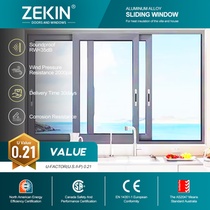 Fenêtre coulissante en aluminium à rupture de pont thermique sur mesure avec double vitrage trempé insonorisé NFRC pour villa - Product Image 1