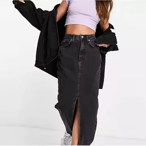 Jupe en jean noire délavée personnalisée, nouveau design, en coton, pour femme - Product Image 1