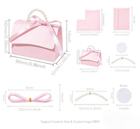 Boîte cadeau de luxe, kit DIY, élégante boîte à bonbons en papier avec poignée en perles, emballage cadeau exquis pour mariage, anniversaire, fête