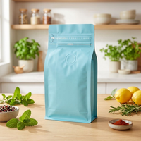 Sachet personnalisé à huit soudures latérales avec valve de dégazage, pochette refermable à fermeture éclair pour grains de café, aliments pour animaux, thé, noix grillées, emballage en feuille d'aluminium