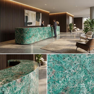 Vente en gros d'usine, dalle de pierre de quartz de luxe, aspect quartzite vert botanique, translucide, pour plan de travail de cuisine, plan de toilette, plan de travail - Product Image 2