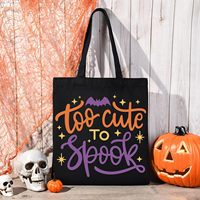 Sacs de fête d'Halloween-Lot de 3 fourre-tout en toile de coton avec chapeau de sorcière