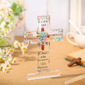 Customized Design Lucite <b>Block</b> Christian Cross Acrylic Standing <b>Plastic</b> Products - Product Image 5