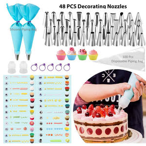 Stock prêt 216 pièces ensemble de décoration de gâteau moule en plastique rotatif Kit de support de gâteau glaçage buses de tuyauterie ensemble de fournitures de cuisson - Product Image 5