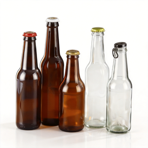 Botellas de Cerveza de Vidrio Cilíndricas Transparentes en Color Ámbar, Azul y Verde, de 330ml/500ml/640ml/1L, con Tapa Corona, Selladas, Vacías, para Uso Industrial, para Cerveza y Refrescos - Product Image 6