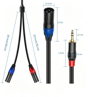 Câble répartiteur en Y de 1/8 pouce vers double XLR mâle, jack mini TRS stéréo non équilibré de 3,5 mm