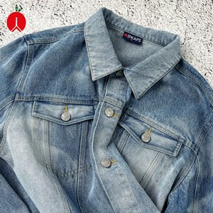 Custom Factory sviluppare misure di valutazione <span class=keywords><strong>Tech</strong></span> Pack Ready Light Fade Blue Wash tasche con lembo per il petto robuste da lavoro giacca in Denim da uomo - Product Image 2