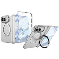 Coque de téléphone PC compatible iPhone 18 Duo avec anneau rotatif, finition mate effet peau, protection intégrale et design de charnière