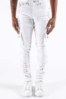 Jeans pour hommes grande taille à la mode, pantalons cargo blancs élastiques, jeans skinny en denim, jeans déchirés pour hommes